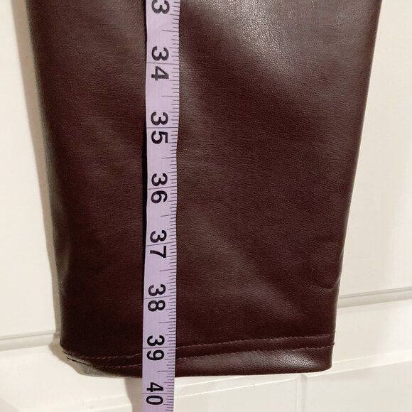 7 FOR ALL MANKIND Dark mahogany brown pleather pants NWT ~ MEDIUM LARGE skinnies - Picture 4 of 9